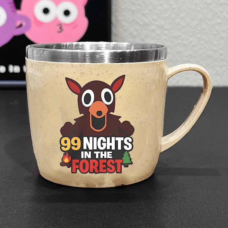 99 notti nella foreste Tazze d'acqua in acciaio inossidabile Stampa di cartoni animati Tazze da caffè per latte Tazza da bere per spazzolino da denti per la casa carina Regalo per ragazzi
