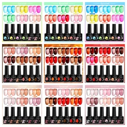 LILYCUTE 6PCs/SET 7ML Jelly Sea Glass Nail Gel Polish Spring Translucent Pink Nude Semi Permanent Soak Off Nail Art Manicure Kit