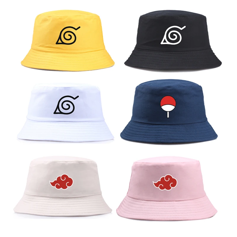 Naruto Akatsuki Bucket Hats Anime Summer Fisherman Hats for Men Women Cartoon Casual Bucket Hats Hip Hop Panama Hat Bob Cap Gift