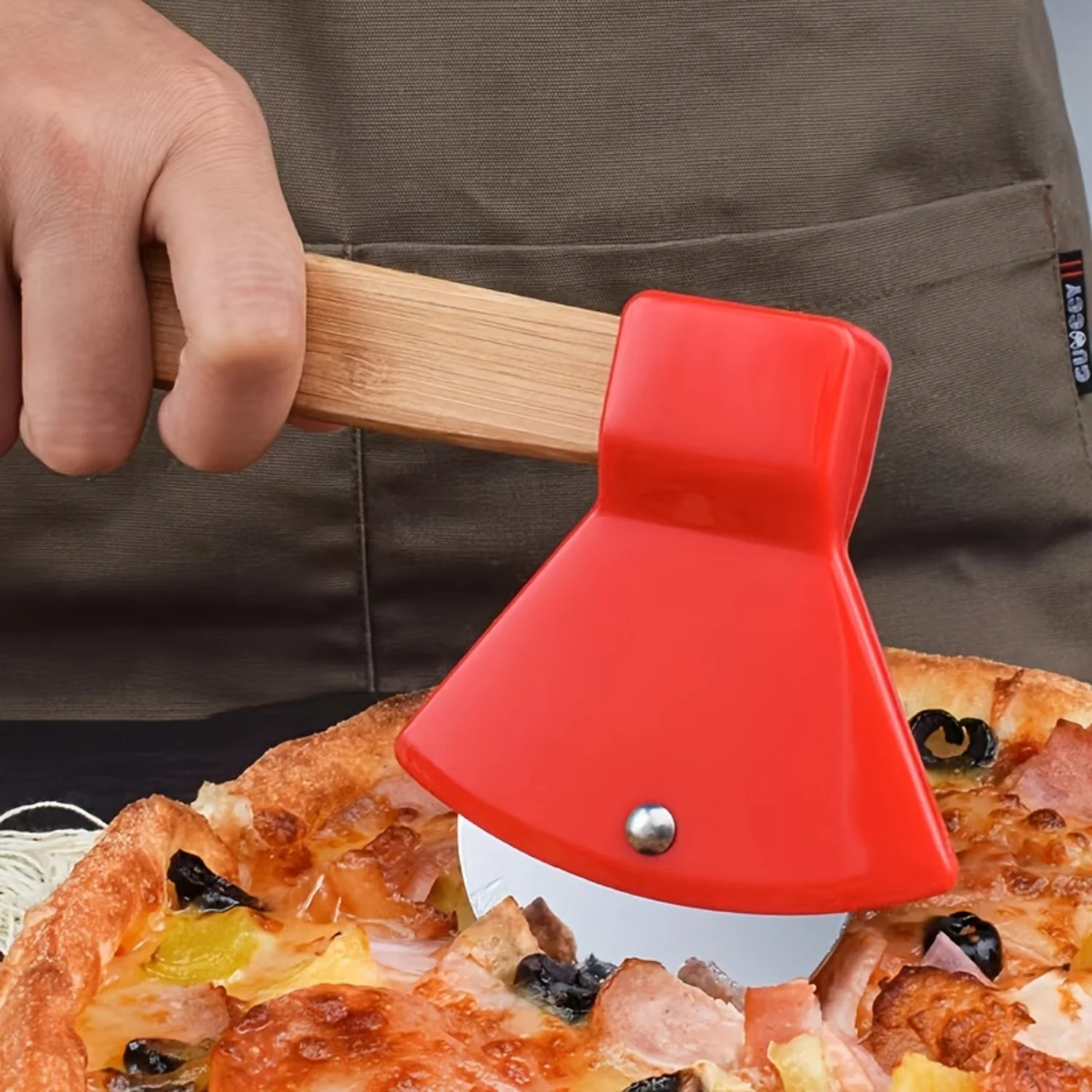 Stainless Steel Axe Pizza Cutter - Effortlessly Slice Pizza, Pie & Waffles - Easy Cleaning & Comfort - Fun Tool