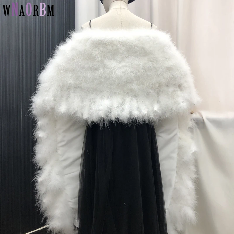 

Women's feather fashionable and elegant large cape shawl top 42 * 230cm, suitable for parties and weddings with variable