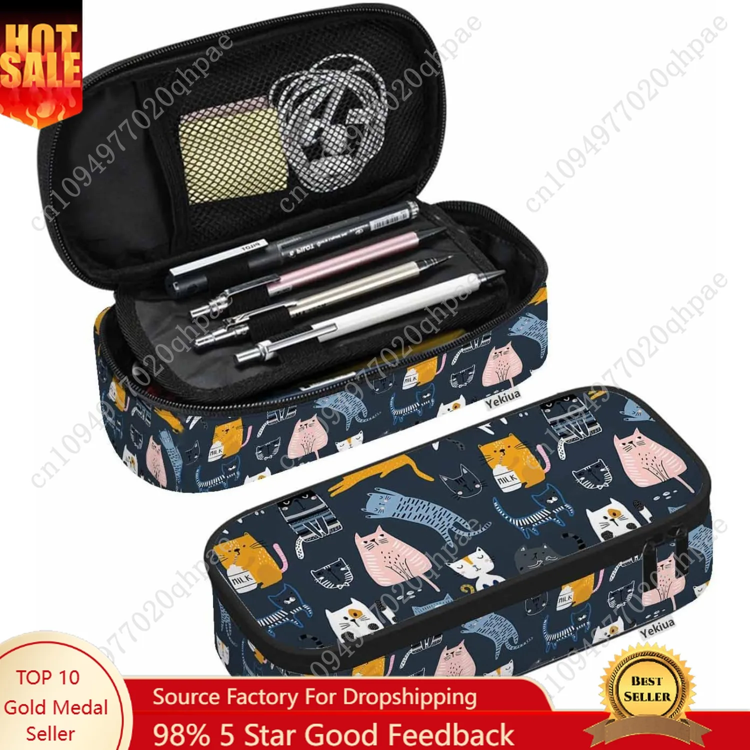 

Yekiua Kittens Pen Bag Cute Different Creative Childish Cats Large Pencil Case Big Capacity Pencil Pouch Pencil Holder Colorful