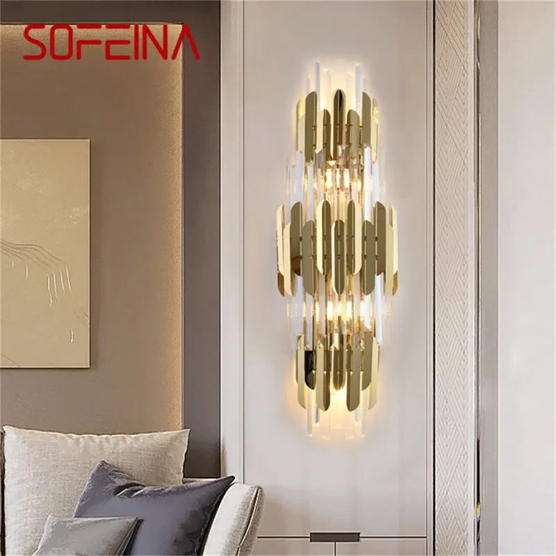·SOFEINA Crystal Wall Lamp Contemporary LED Indoor Sconces Light Fixtures Decorative For Home Bedroom