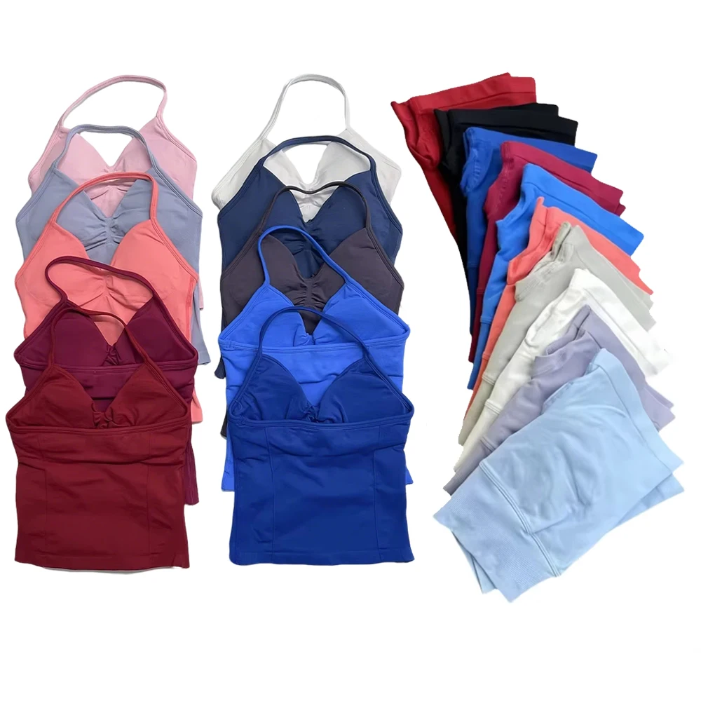 

Костюм для йоги, леггинсы и бюстгальтер на шнуровке, женская спортивная одежда, костюм для йоги, пилатеса, тренажерного зала, фитнеса, высокоэластичный бесшовный костюм