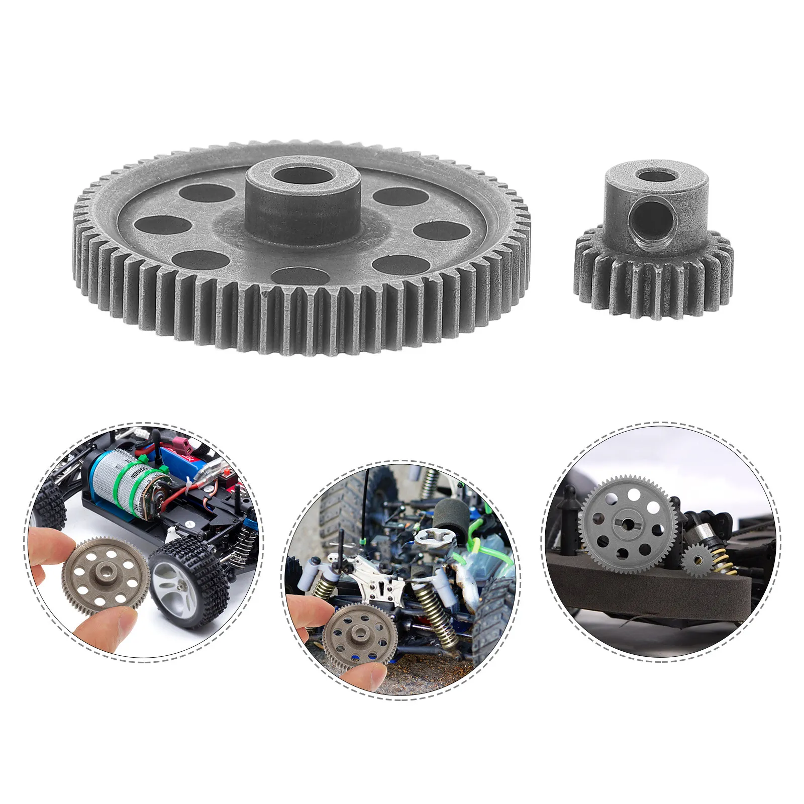 

1Set Steel Rc Car Gear Replacement Parts 21T 64T Kit for 1:10 Scale Remote Control Car High Wear Resistance Power