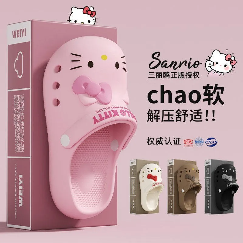 Fashion Cute 2026 Summer New Sanrio Hello Kitty Cartoon Cute Lovely Good Quality Beige Coffee Comfortable Women Girls Sandals - view 4