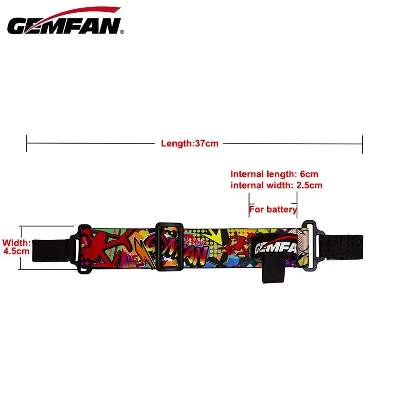 Gemfan Occhiali FPV colorati Fascia per capelli Cinghia regolabile 370 mm per DJI Goggles 2 per droni FPV