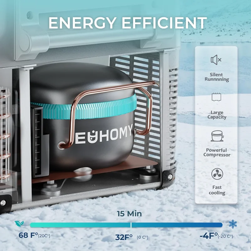 EUHOMY 12 Volt Refrigerator, 48QT(45L) Electric Cooler, 12V Fridge APP Control, 12V Cooler -4℉~68℉, Portable Freezer 12/24V DC