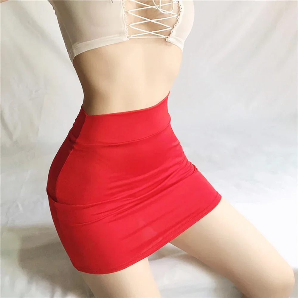 Women Sexy Ultra-Thin Mesh High Waisted Leopard Snake Print Shiny Sheer Stretch Bodycon Lingerie Mini Skirt Female Skirts