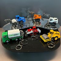 New Mini City Construction Vehicle Excavator Sliding Key Chain Backpack Pendant Car Key Ring Party Gift