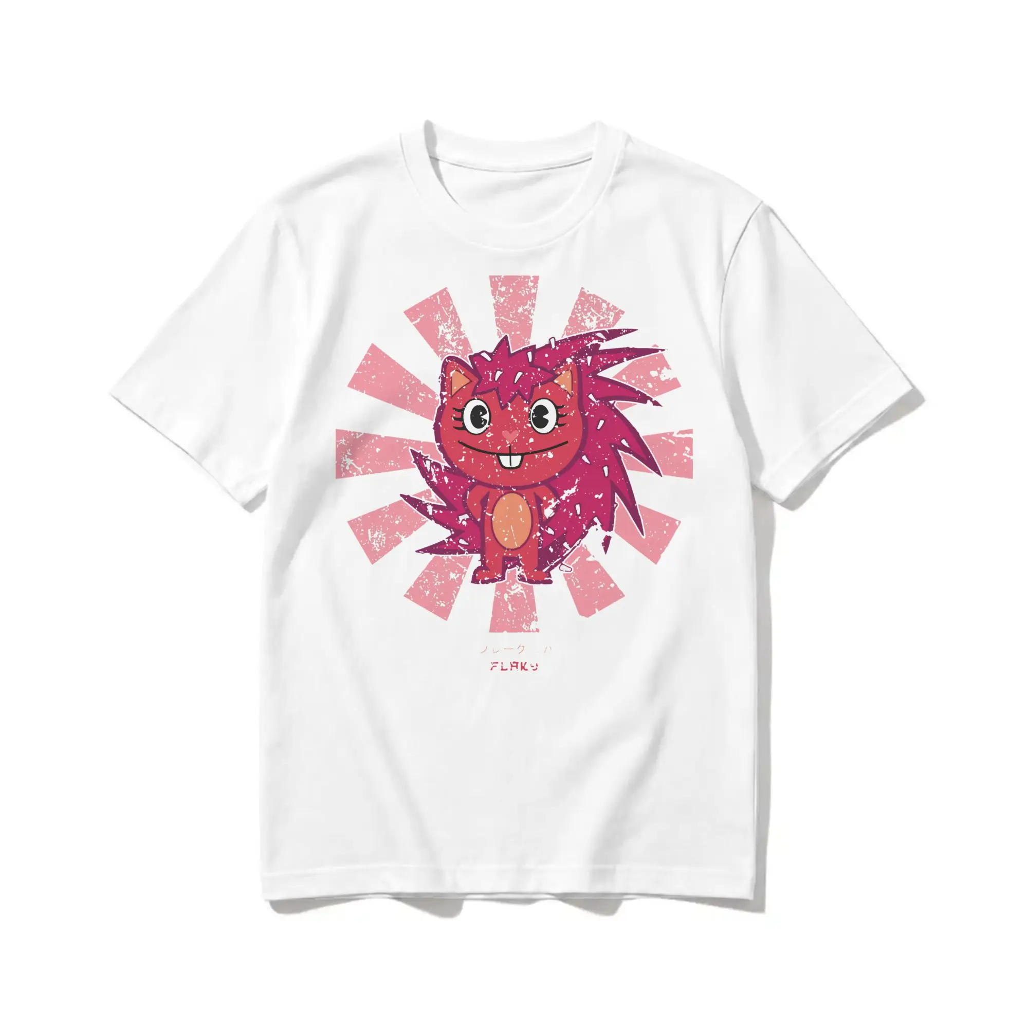 Funny Flaky Retro Japanese Happy Tree Friends T-Shirt Men Round Neck 100% Cotton T Shirts  Short Sleeve Tee Shirt Party Clothing