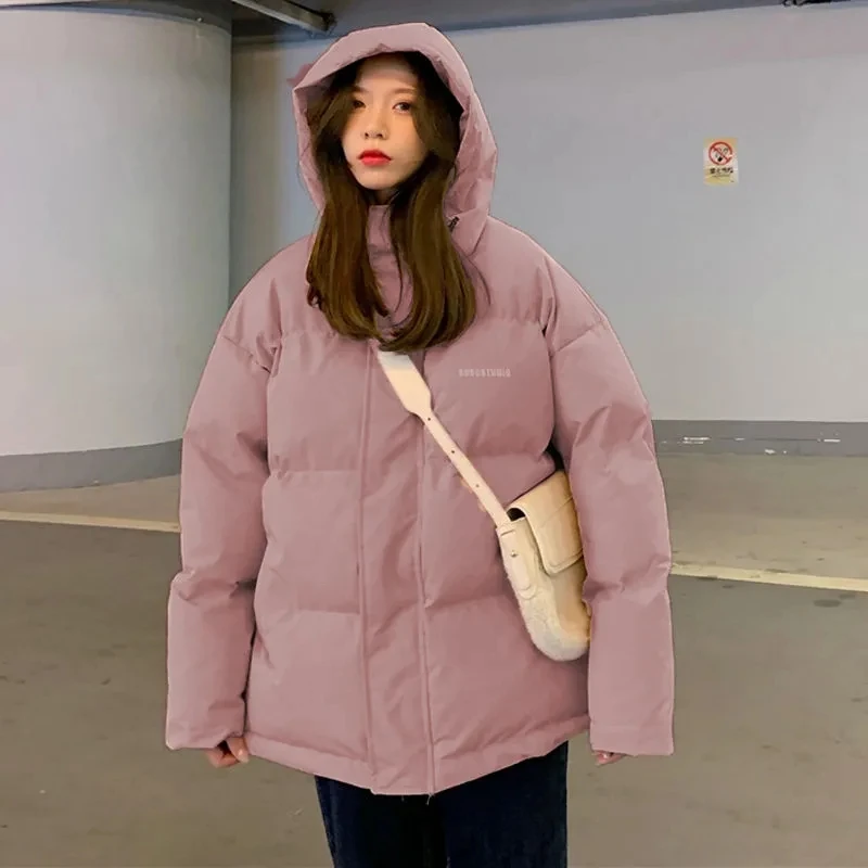 2023 New Winter Jacket Women Korean Down Padded Jacket Female Thick Warm Parkas Coat Loose Bread Coat Hooded Solid Outwear