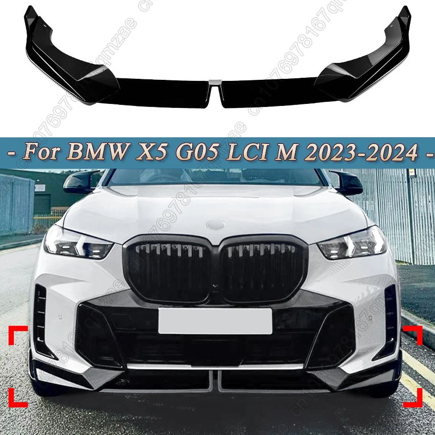 

For BMW X5 G05 LCI M Sport 2023-2024+ Car Front Lower Bumper Lip Spoiler Splitter Bumper Diffuser Protector Cover Body Kits