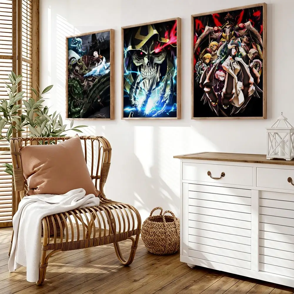 O-OVERLORD Anime Poster Wall Stickers HD Painting Self Adhesive Art Decals for Bedroom Living Room Home Decor