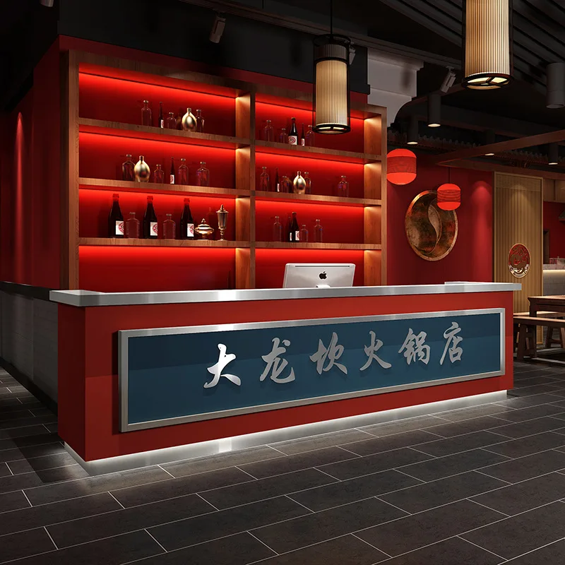 Konter Kasir Baja Tahan Karat Restoran Bergaya Cina Baru Konter Kasir Barbekyu Furnitur Sederhana dan Modis Cajero JT40C