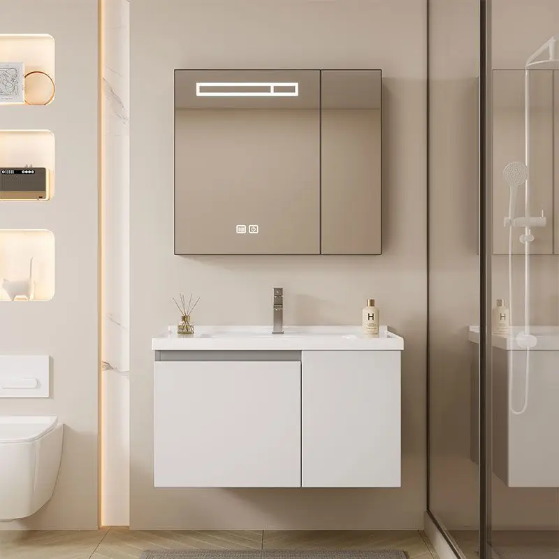 Stainless steel bathroom cabinet ceramic integrated marine basin hand washbasin toilet deepened washstand smart mirror cabinet