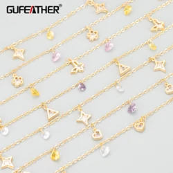 GUFEATHER C312,chain,18k gold plated,copper,zircons,pass REACH,nickel free,charms,diy bracelet necklace,jewelry making,1m/lot