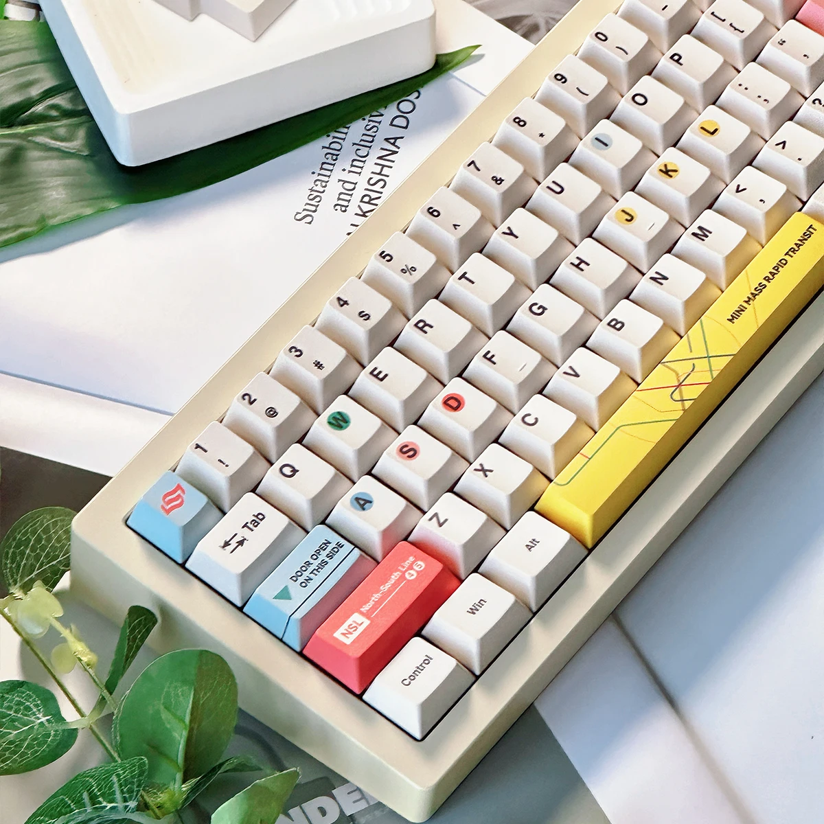 Singapore SMRT Themen-Tastenkappen 152 Tasten Cherry Profile Dye-Sub PBT Tastenkappen Niedliche Tastenkappen für MX 64/87/96/104 mechanische Tastaturen