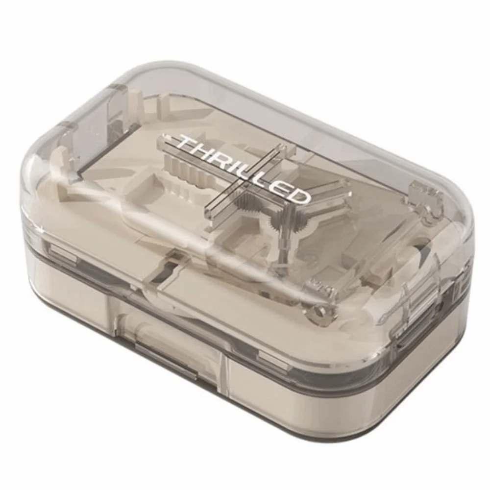 Precise Cutting Portable Pill Cutter Sealed 2 in 1 Daily Pill Splitter Moisture-proof Dustproof Tablet Dispenser