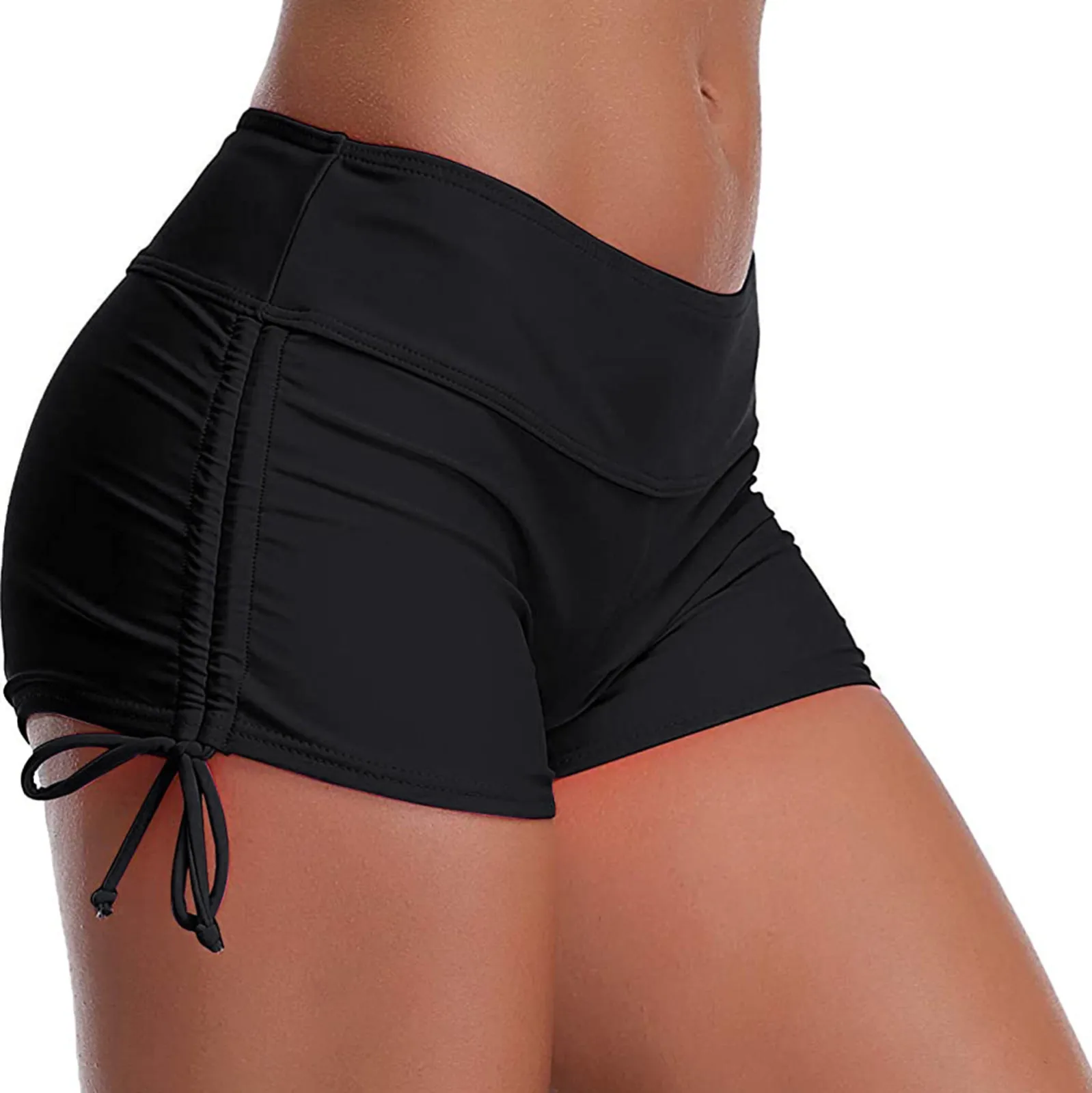 2022 Adjustable Side Tie Swimming Trunks Female Shorts Middle Waist Push Size Women\'s Bikini Swimsuit Trending Bottom Swimwear