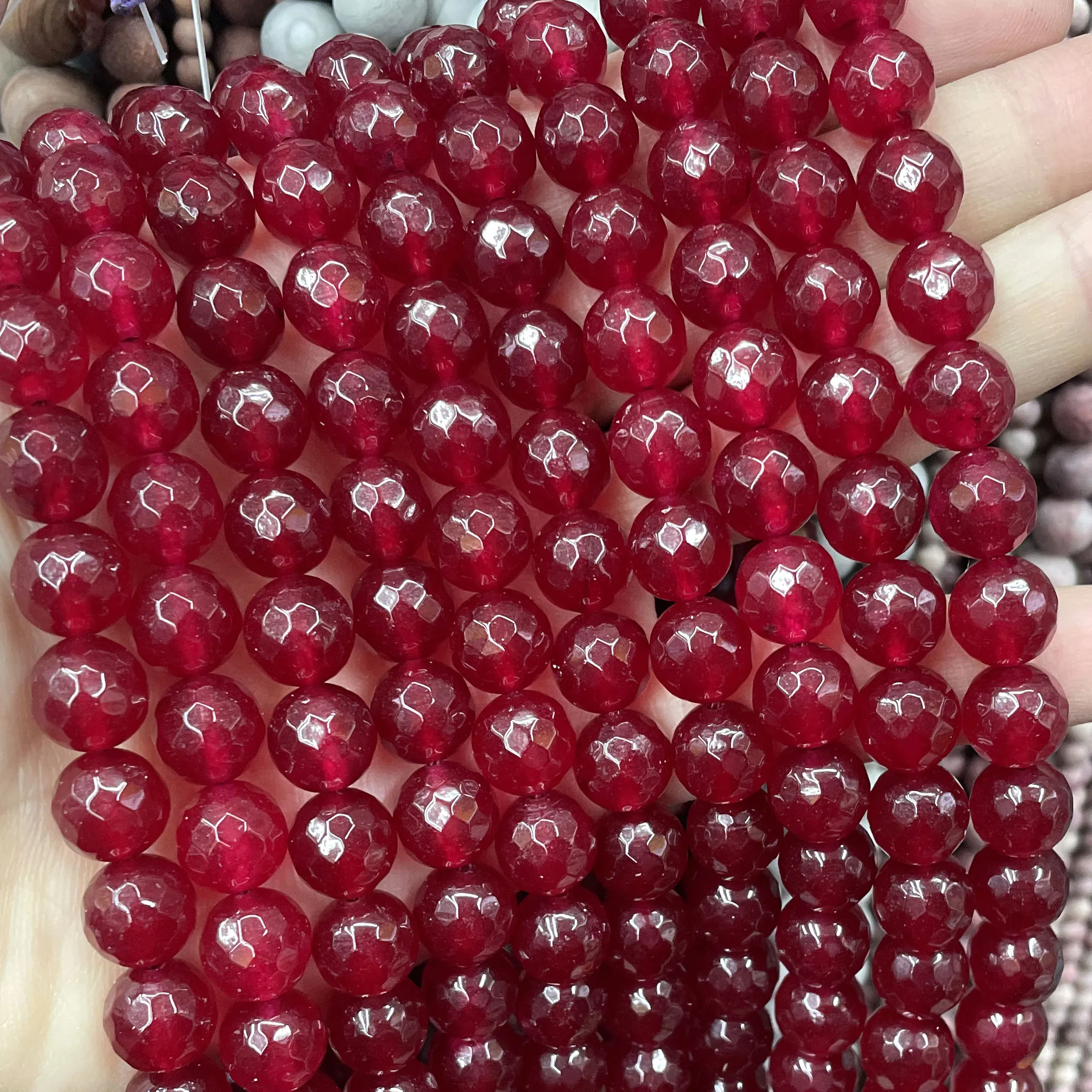Natural Stone Chalcedony Ruby Red Emerald Chalcedony Oval Faceted Square Spacer Beads For Jewelry Making Diy Bracelet Necklace
