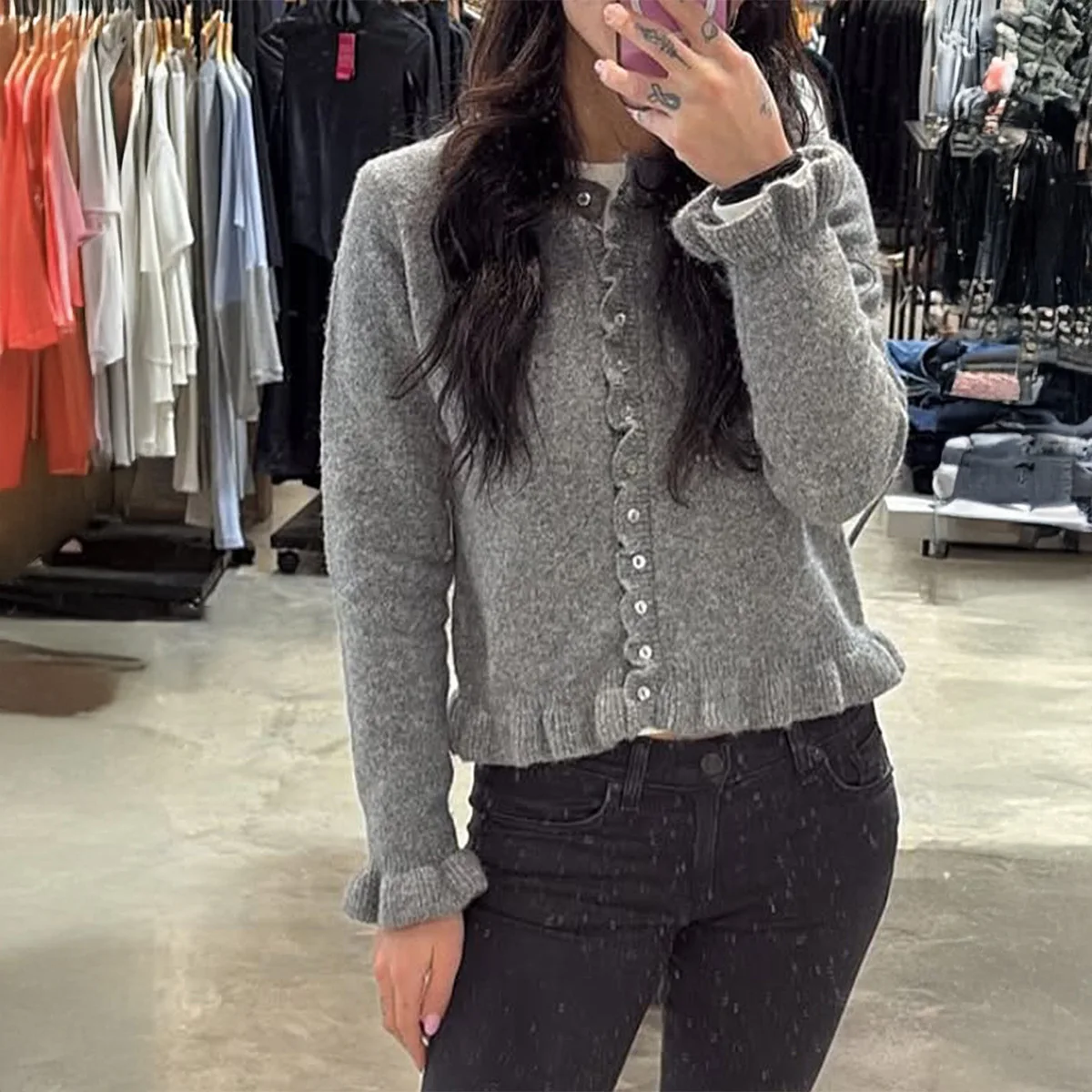 캐주얼 리조트 스타일, 솔리드 컬러 모직 버튼, 긴팔 상의, 스웨터, 여성 의류, 2025 가을/겨울