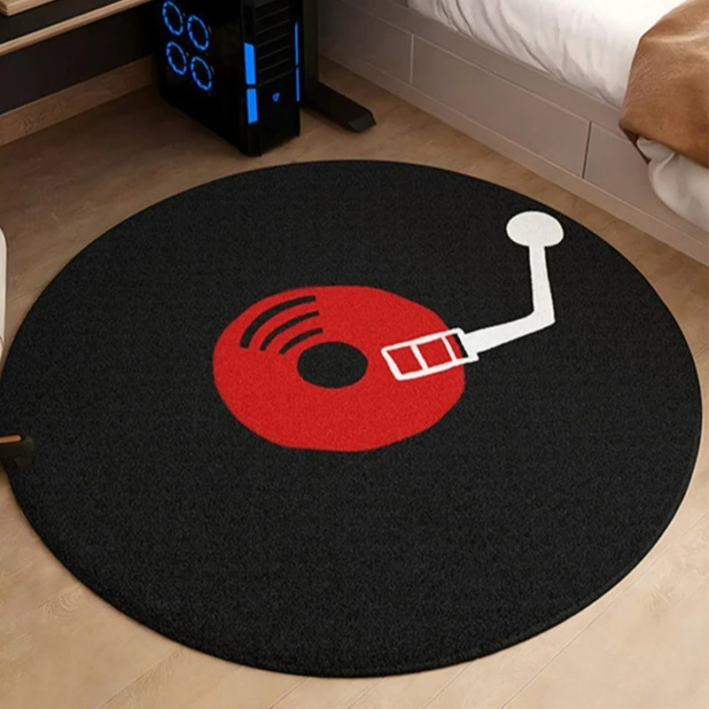 Minimalist Vinyl Record Round Living Room Carpet Advanced Creative High-End Bedroom Rug Home Decor Sofa Coffee Table Floor Mat