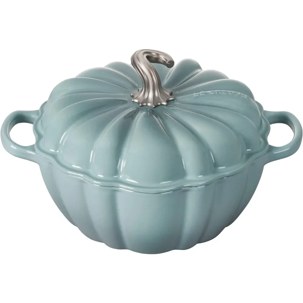 

Enameled Cast Iron Figural Pumpkin Cocotte, 4 qt., Sea Salt