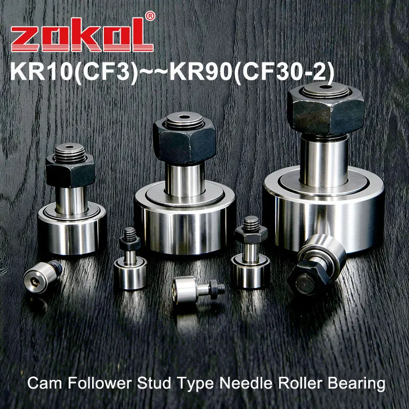 

ZOKOL Cam Follower Stud Type Needle Roller Bearing KR 10 12 13 16 19 22 26 30 32 35 40 47 52 CF 3 4 5 6 8 10 12 16 18 20 CF10-1