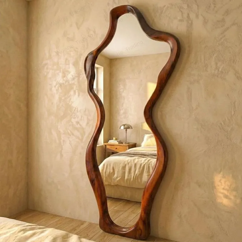 Medieval household full-body mirror special-shaped irregular wall-mounted French wall-facing full-length mirror art