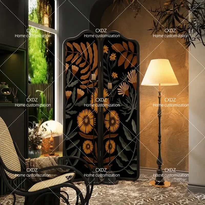 American Retro Screen Partition French Medieval Modern Living Room Sofa Entrance Home Shelter Mobile Folding