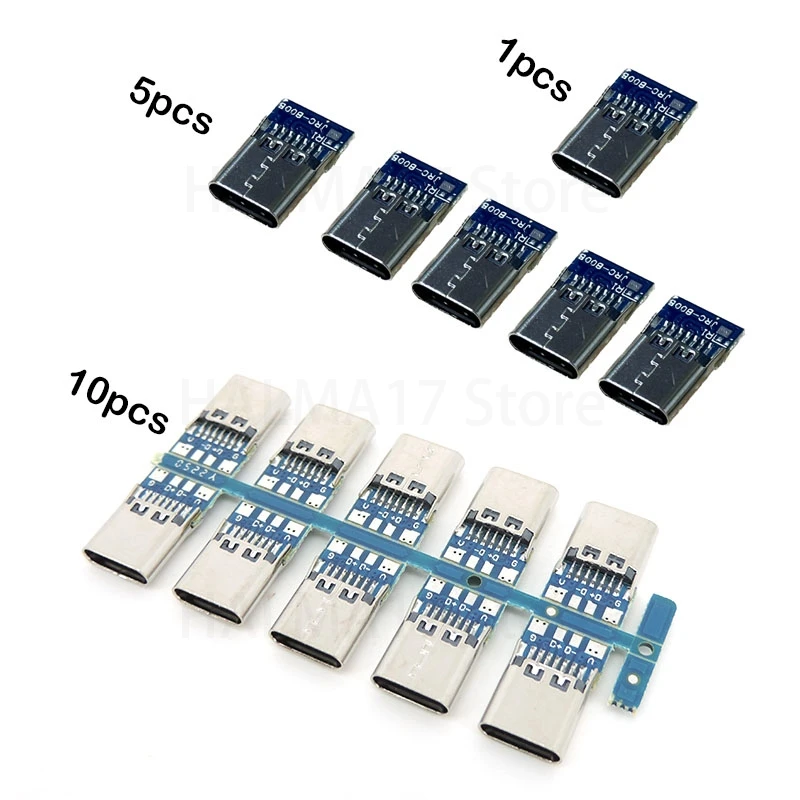 USB 3.1 type c Female Connectors Jack Tail usb c feMale Plug Electric Terminals welding DIY data cable Support PCB Board J17