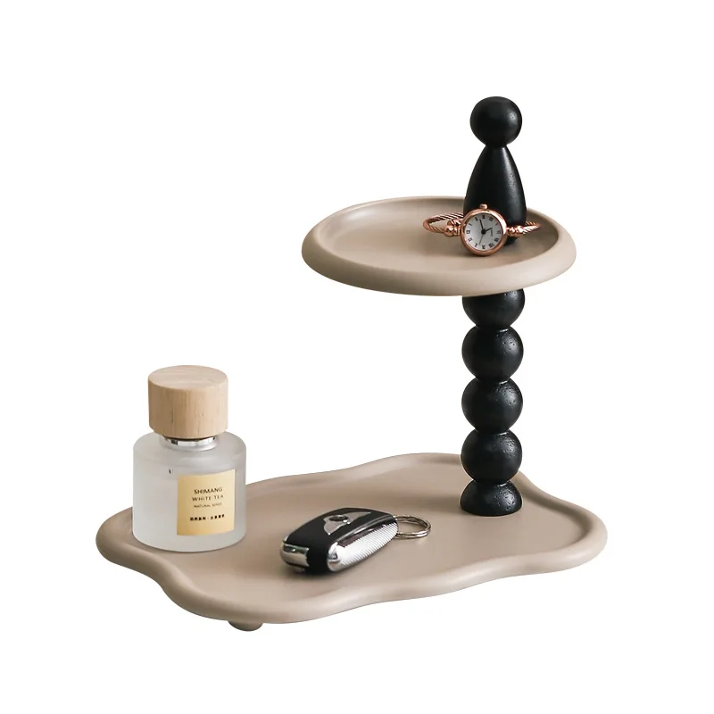 

Entrance key storage ornament bedroom living room light luxury creative double layer modern simple home decoration tray