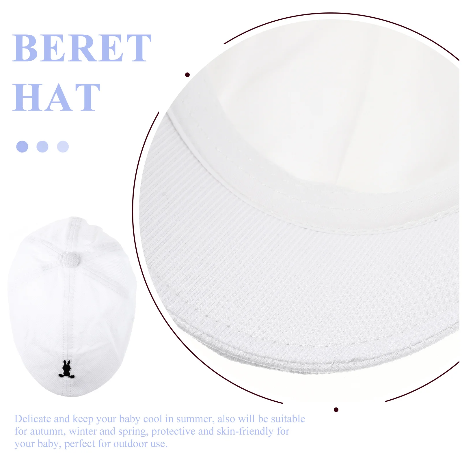 

Kids Beret Bunny Design Striated Soft Cotton Baby Beret Hat Breathable Lightweight Portable Outdoor Toddler Kids Hats