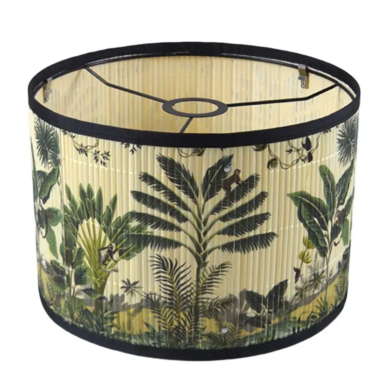 

Абажур ABKU, ярко-зеленый, с рисунком растений и птиц, в форме барабана, подходит для напольных и настольных ламп в спальне.