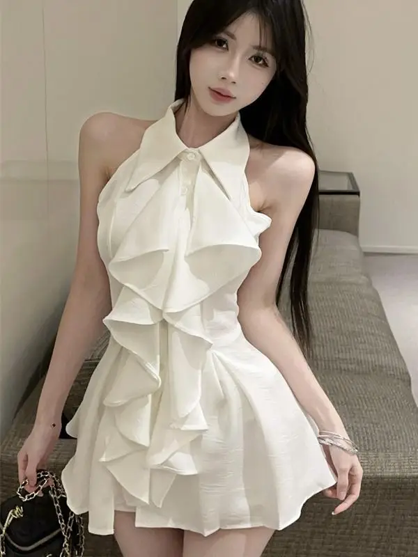 French Style Chic Sweet Girl Blouse Women's Summer New Slimming Unique Beautiful Small Top Neck Hanging Lace Trim Shirt