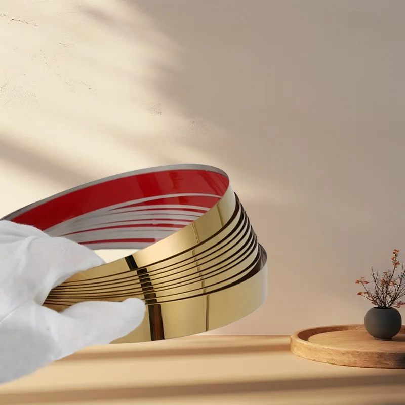 شريط زخرفي مسطح من الفولاذ المقاوم للصدأ بطول 2.5 متر، خط معدني لجدار الخلفية، شريط خصر من التيتانيوم، شريط مسطح. #2