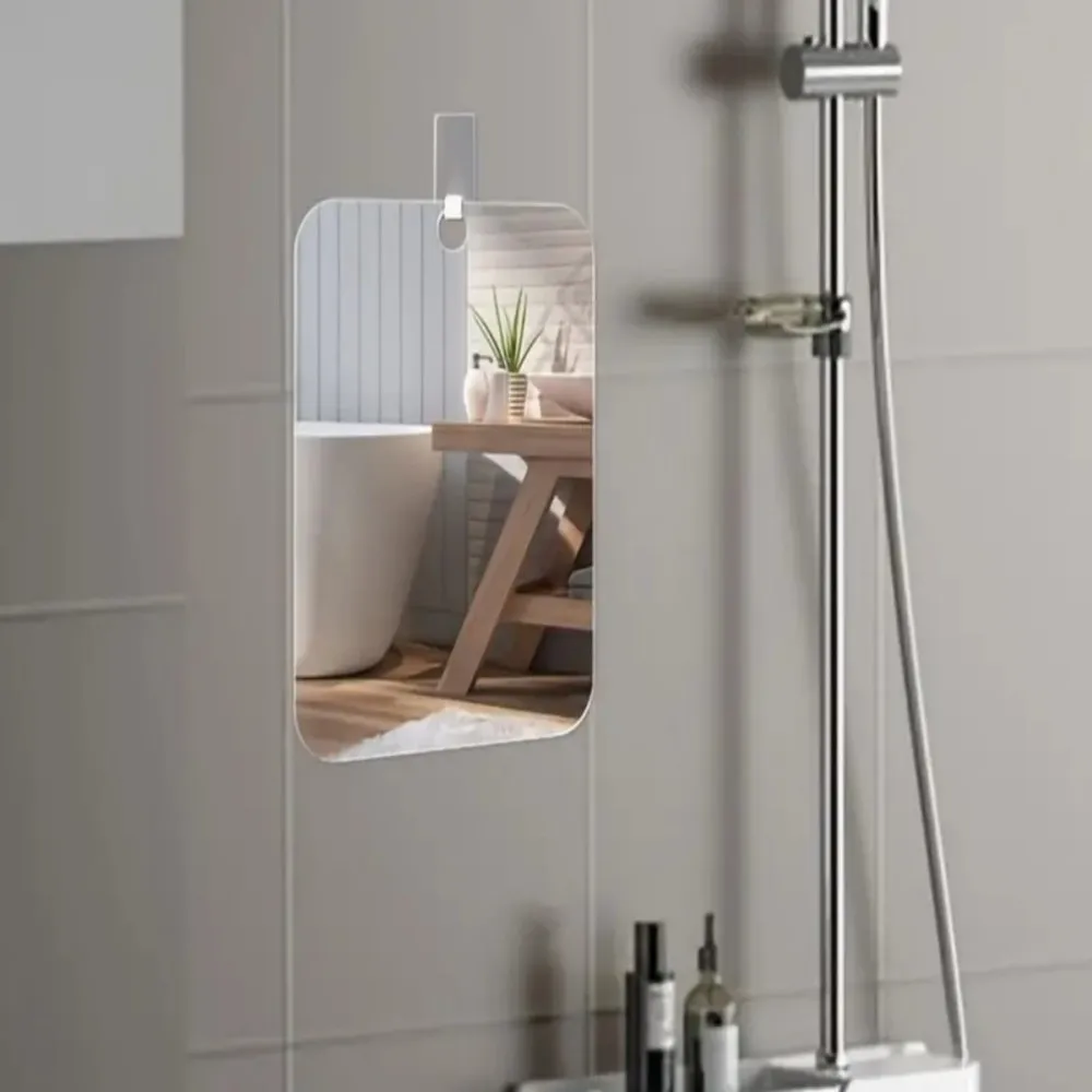 Wall Mounted Bathroom Anti Fog Mirror Acrylic Shaving Makeup Accessory Lightweight Portable Clear View Cosmetic Decor Tool
