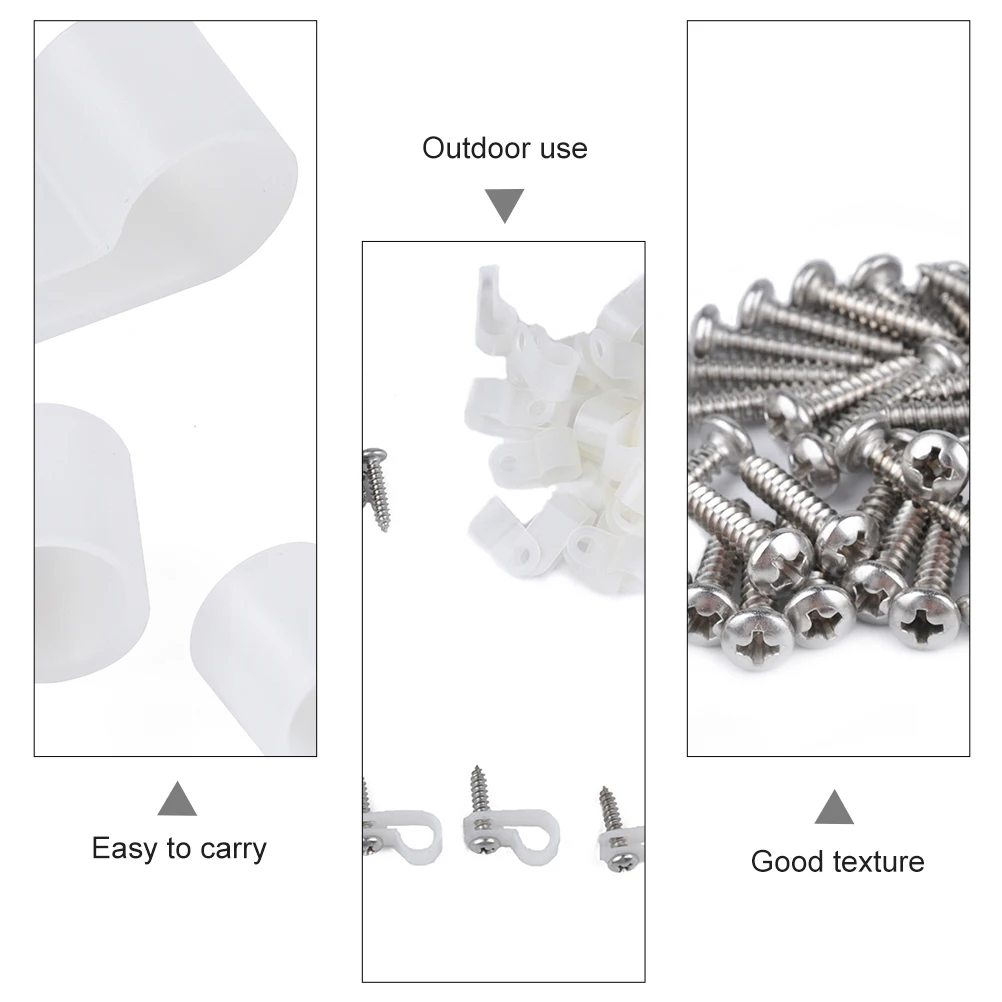 

100Pcs R-Type Whole Wire Clip Strong Plastic Metal Cable Ties for Secure Wiring Organization in Office Garage Company