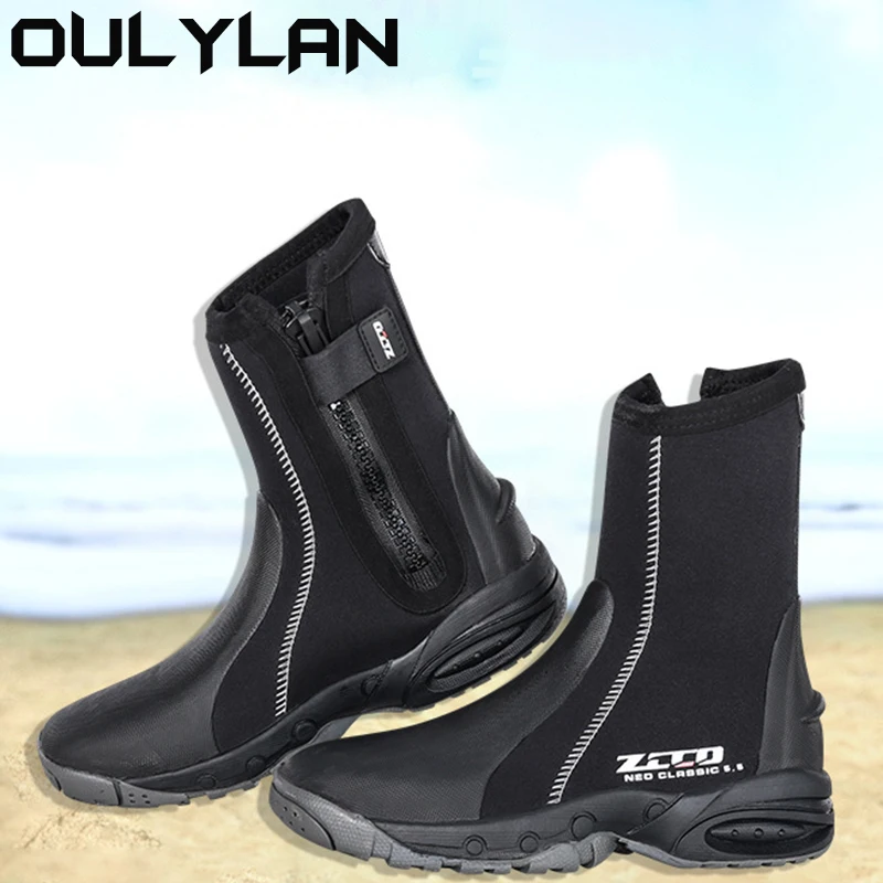 Oulylan 5mm Neoprene Keep Warm Diving Boots Scuba Diving Snorkeling Water Shoes High-top Non-slip Spearfishing Hunting Shoes