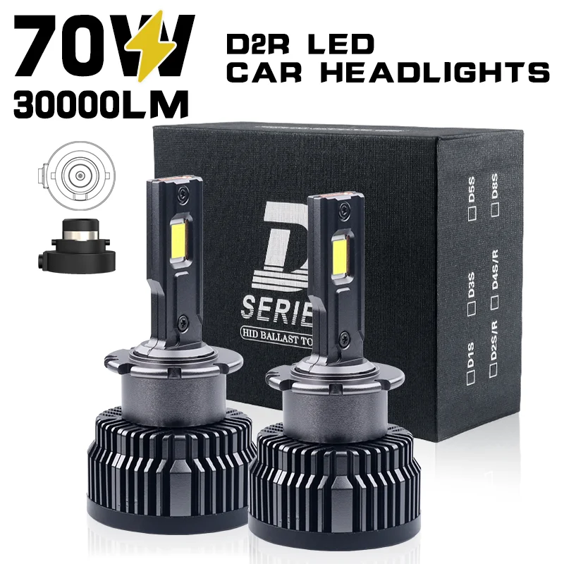 

2 шт. D2S D4S светодиодные автомобильные фары D1S D2R D3S D4R D8S белые 70 Вт мощные фары, обновленный комплект автоматической лампы, замена оригинального HID-света