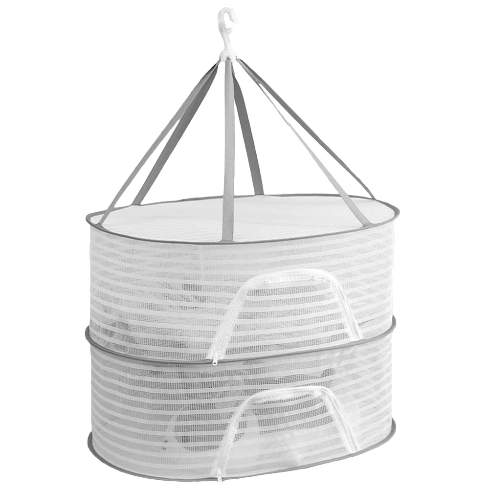 Multi-Layer Foldable Drying Basket White Medium Mesh Hanging Rack Clothes Socks Vegetable Drying Organizer Insect Proof