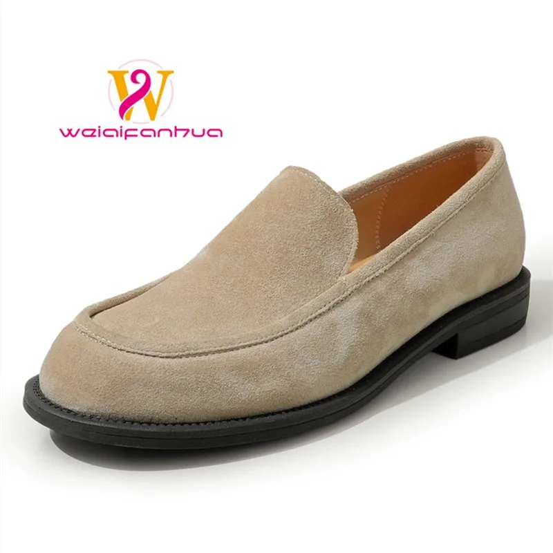 Women's Cashmere Leather Loafers 2026 New Low Heel Soft Sole Casual Commuting Sandals Simple Women's Shoes