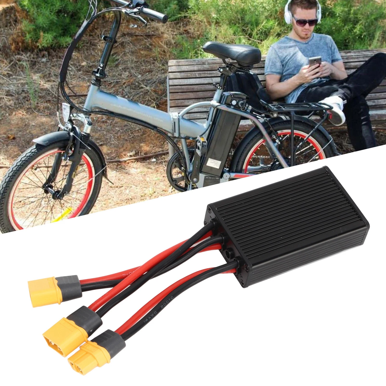 20V-72V Battery Converter Long Lasting Power Output Aluminum Alloy Electric Bike Dual Battery Parallel Module Adapter