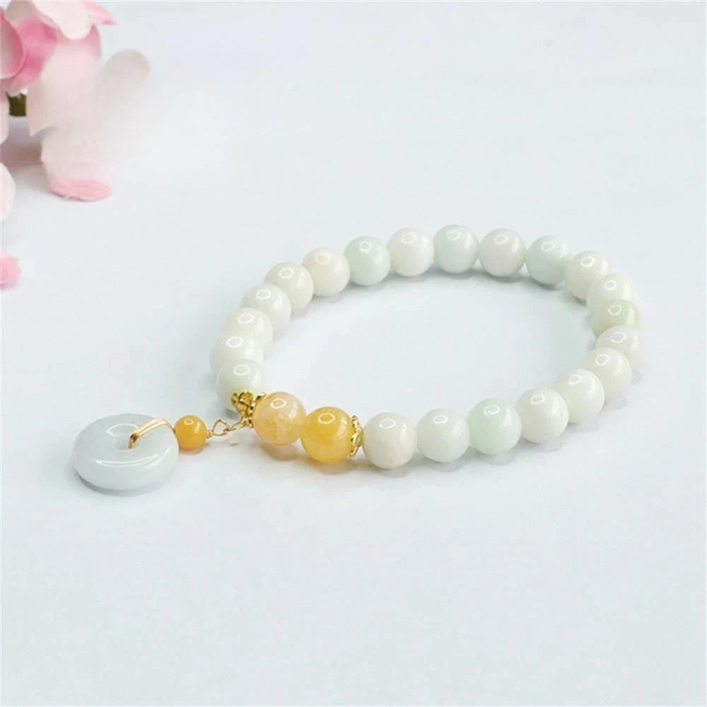 

Natural A-goods Jadeite Tassels Ping An Button Bracelet Exquisite Elegant Simple High-grade Luxury Quality Jewelry Holiday Gifts
