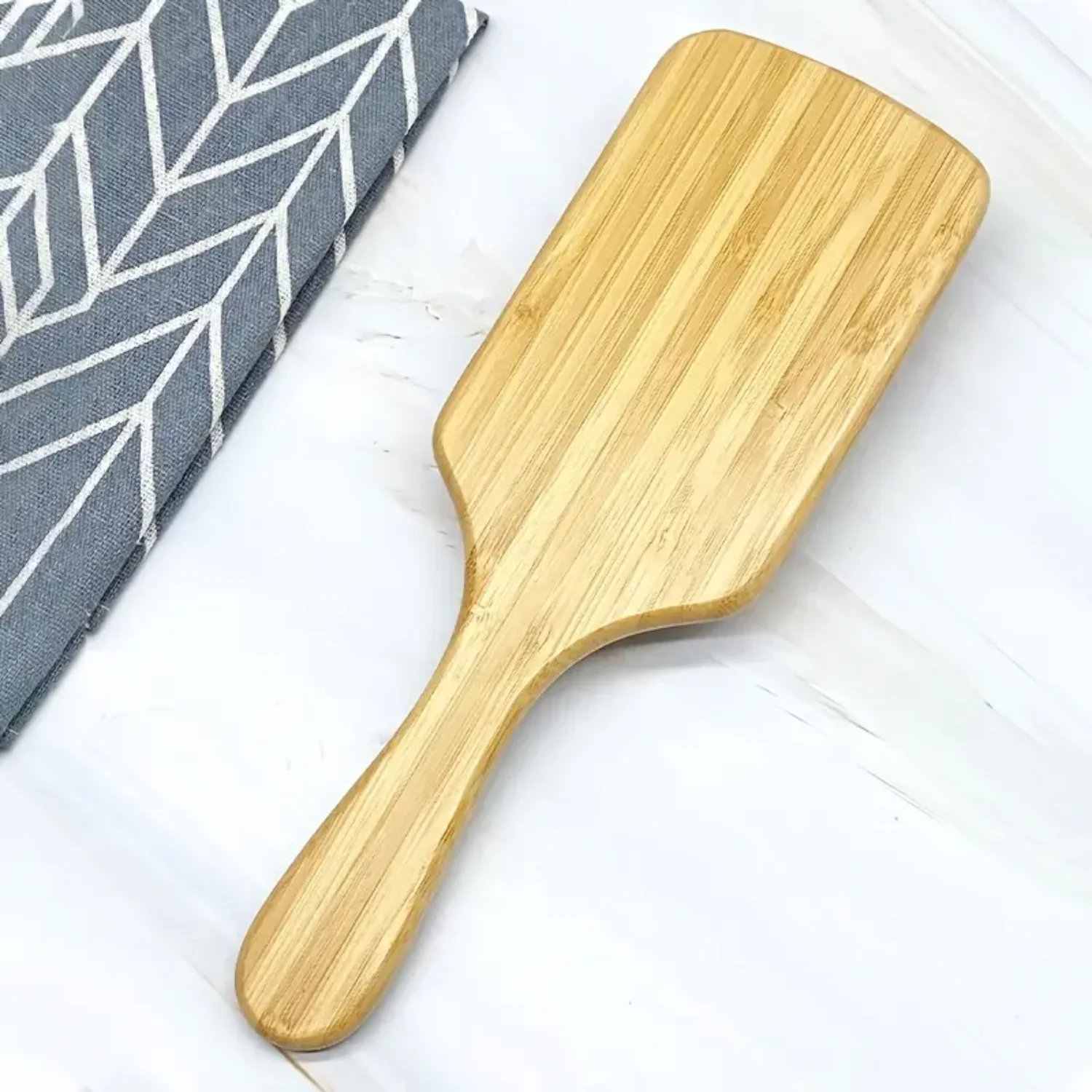 Handmade Natural Bamboo Massage Hair Brush for Women and Men - Static-free Square Paddle Brush