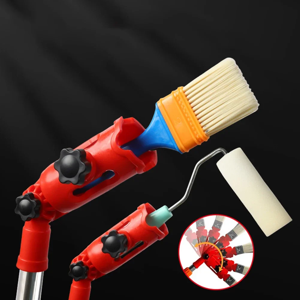 Paint Brush Extension Rod with Four Detachable Sections Multi Angle Adjustment for Accurate Painting at Heights