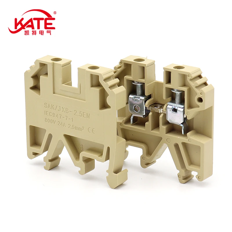 100PCS/PACK SAK/JXB 2.5EN Terminal Block Cable Connector Electrical Connector Screw Connection DIN Rail Terminal Block