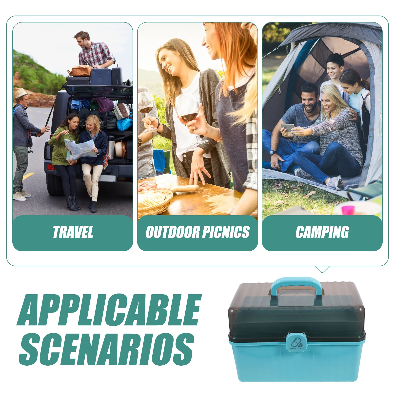 صندوق تخزين الأدوية ذو سعة كبيرة، منظم الإسعافات الأولية، حقيبة محمولة متعددة الطبقات لمجموعة أدوات الطوارئ للسفر والمكتب المنزلي #2