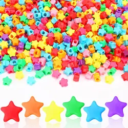 500Pcs Star Pony Beads, Star Shape Spacer Beads Rainbow Beads Bulk Large Hole for Birthday 4th of July Pride Party Decorate Jewe